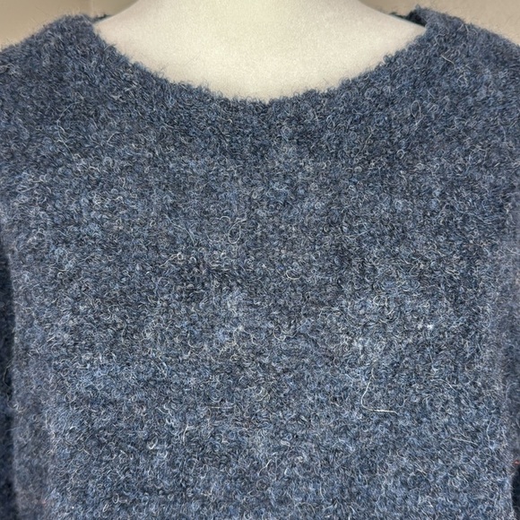 Poetry Alpaca Blend Heathered Navy Blue Bouclé Sweater, Size 6 - Picture 3 of 11